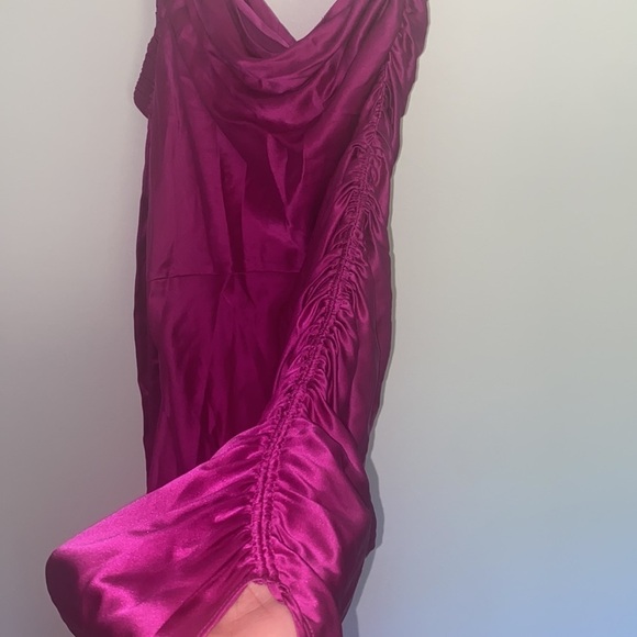 NWT Cinq a Sept Barbiecore Pink Asymmetrical Nikita Petunia Silk Dress - Picture 6 of 10